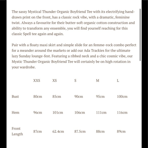 Spell Mystical Thunder organic boyfriend tee dress XS NWT - Picture 3 of 5